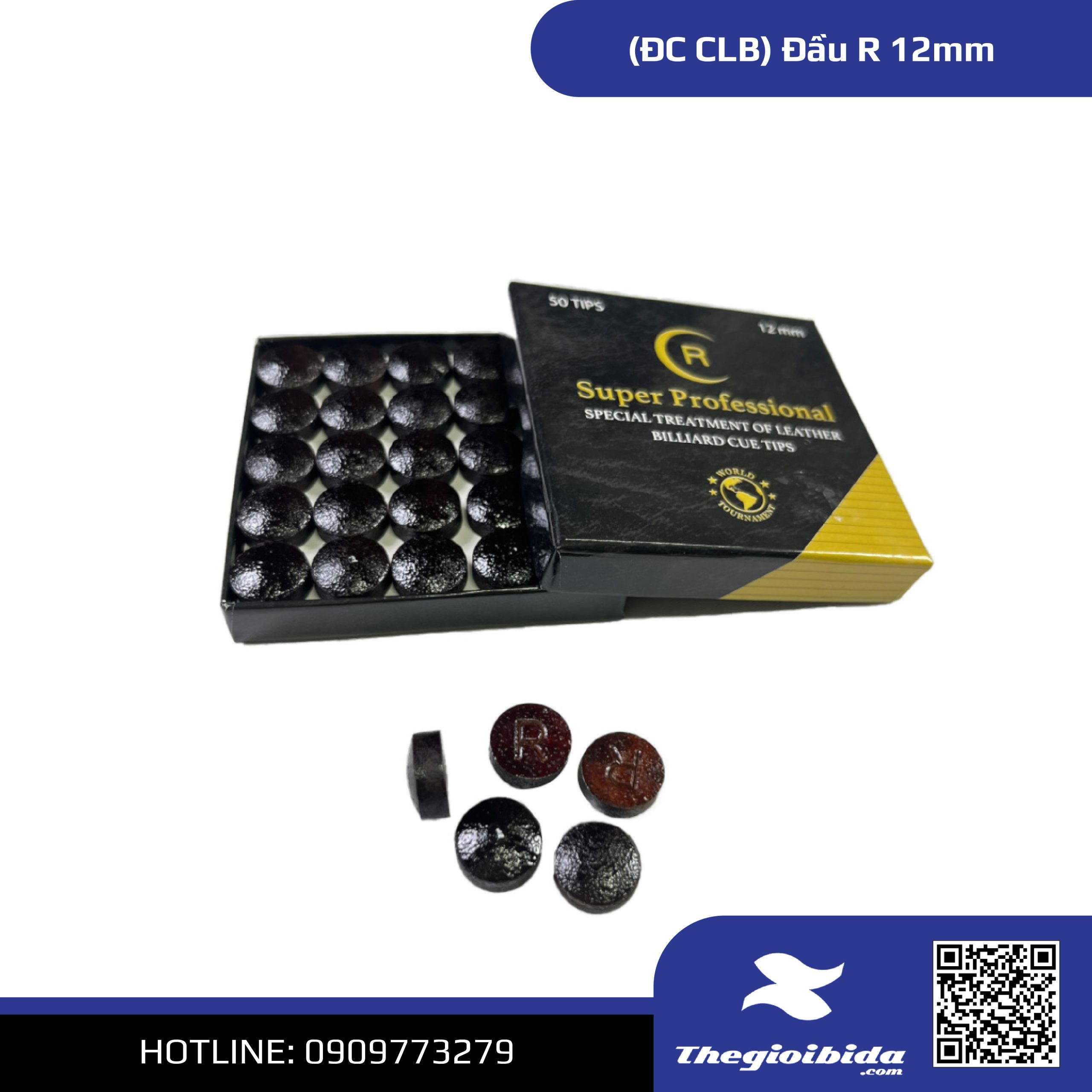 Đầu Cơ R 12mm Super Professional – Đầu Cơ Da Cao Cấp Bám Lơ Tốt, Giá Tốt